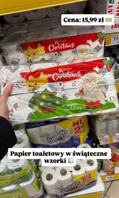 Papier toaletowy w świąteczne wzory 8 szt. promocja w Dino