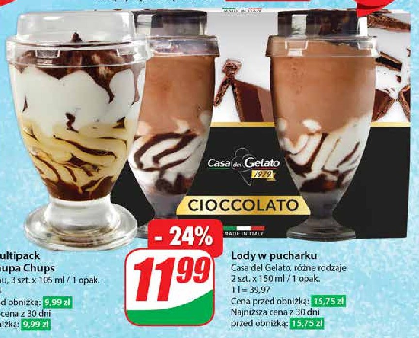 Lody cioccolato CASA DEL GELATO promocja