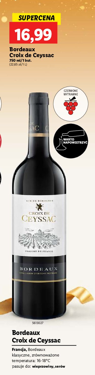 Wino Bordeaux croix de ceyssac promocja w Lidl