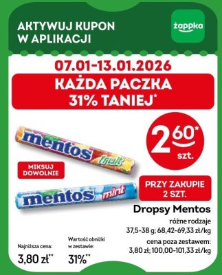 Dropsy Mentos różne rodzaje promocja w Żabka