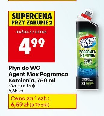 Płyn do WC Agent Max Pogromca Kamienia, 750 ml promocja w Biedronka