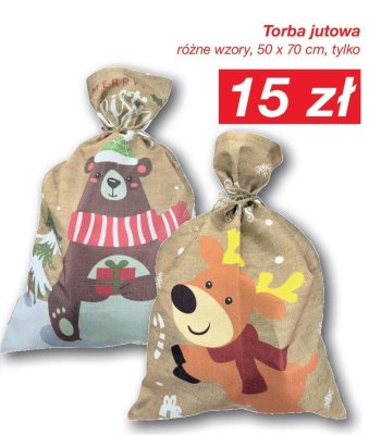 Torba jutowa różne wzory 50 x 70 cm promocja w KiK