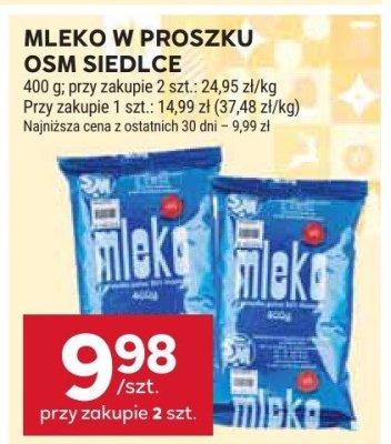 Mleko w proszku osm siedlce promocja w Stokrotka