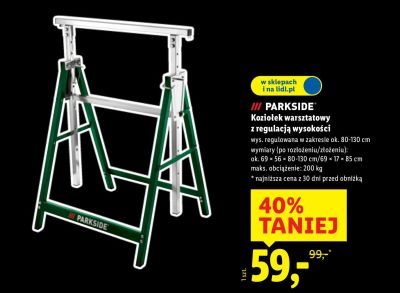 Koziołek warsztatowy z regulacją wysokości  promocja w Lidl