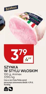 Szynka w stylu włoskim Animex promocja w Chata Polska