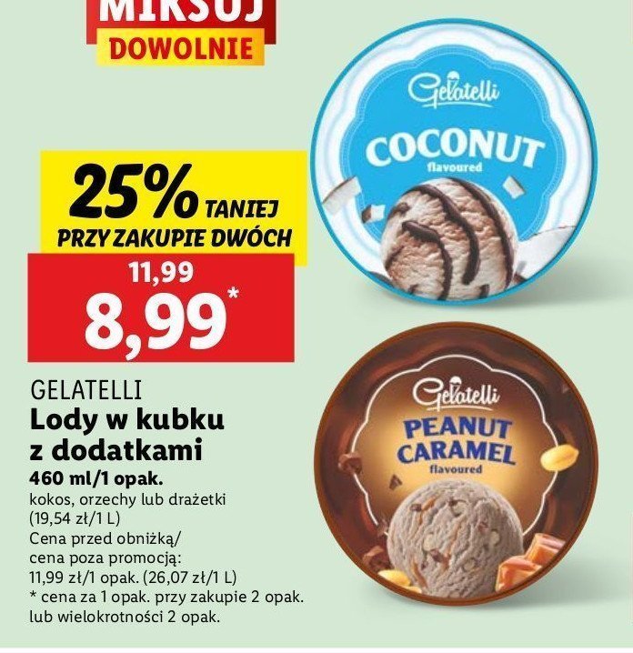 Lody orzech-karmel Gelatelli promocja