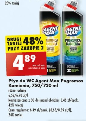 Płyn do wc pogromca kamienia żółty Agent max promocja