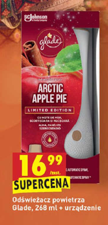 Odświeżacz powietrza + wkład arctic apple pie Glade by brise automatic spray promocja
