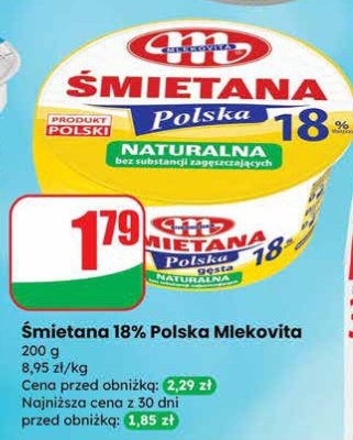 Śmietana 18% Polska Mlekovita promocja w Dino
