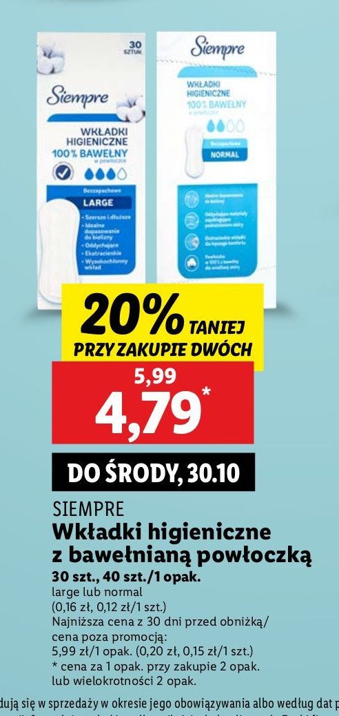 Wkładki large Siempre promocja