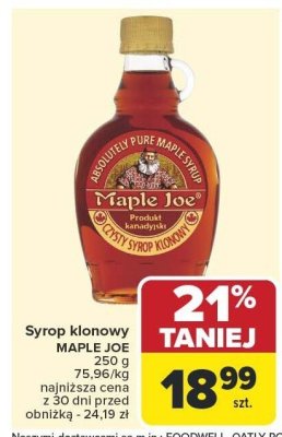 Syrop klonowy Maple Joe promocja w Carrefour