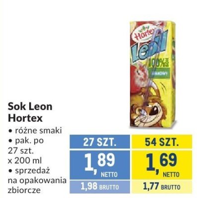 Sok Leon Hortex różne smaki promocja w Makro