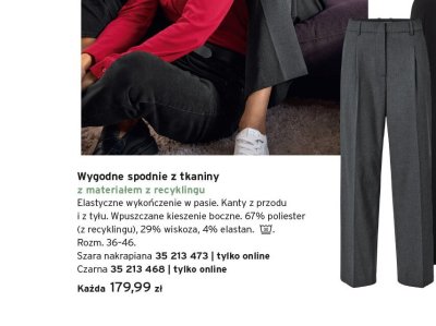 Wygodne spodnie z tkaniny z materiałem z recyklingu szara nakrapiana promocja w Tchibo