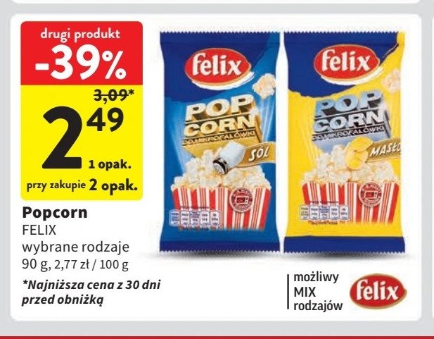 Pop corn maślany Felix pop corn promocja w Intermarche