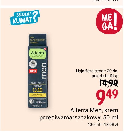 Krem przeciwzmarszczkowy dla mężczyzn na dzień i noc ALTERRA MEN promocja