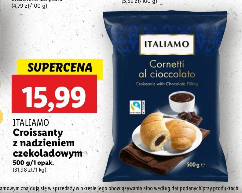 Croissanty z nadzieniem czekoladowym Italiamo promocja