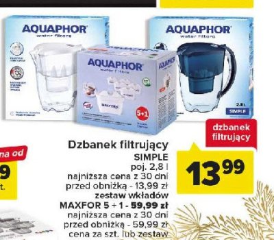 Dzbanek filtrujący simple 2.8 l biały Aquaphor promocja