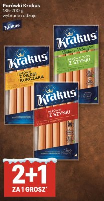 Parówki Krakus wybrane rodzaje promocja w Delikatesy Centrum