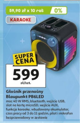Głośnik przenośny PB6LED Blaupunkt promocja w Auchan