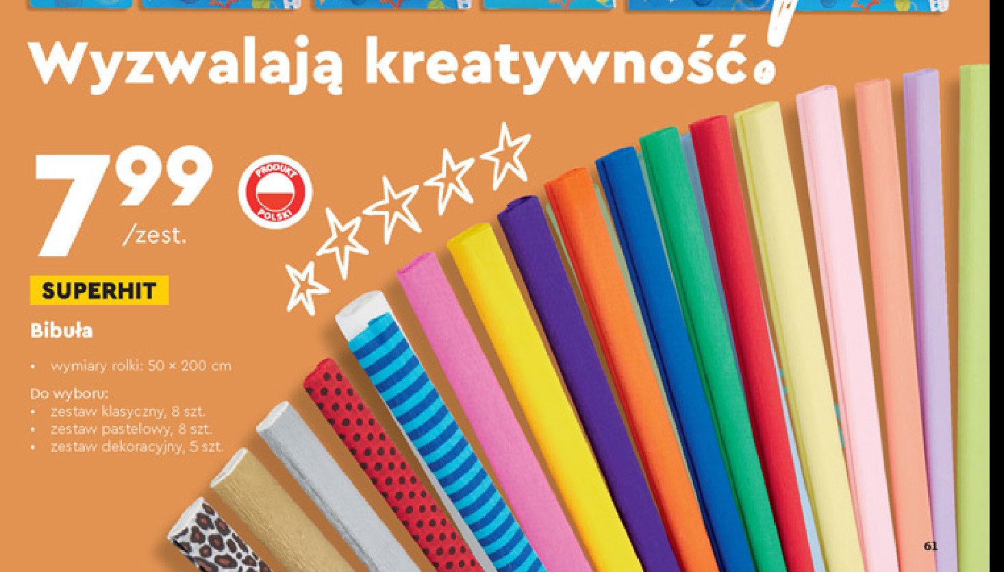 Bibuła kolorowa mix classic promocja w Intermarche