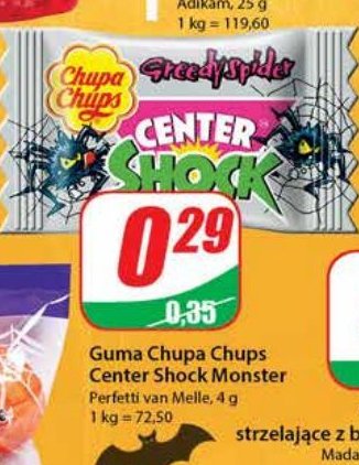 Guma o smaku monster mix Chupa chups center shock promocja