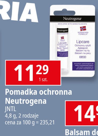 Pomadka ochronna sph20 Neutrogena formuła norweska promocja