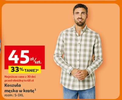Koszula męska w kratę promocja w Auchan