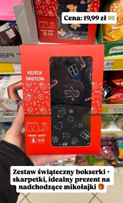 Zestaw świąteczny bokserki + skarpetki XL 41-43 promocja w Dino