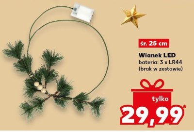 Wianek LED bateria 3 x LR44 śr. 25 cm promocja w Kaufland