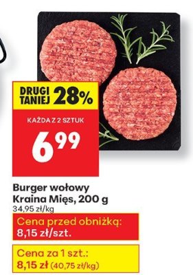 Burger wołowy Kraina Mięs, 200 g promocja w Biedronka