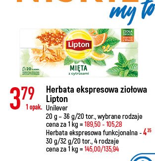 Herbata funkcjonalna Lipton boost promocja