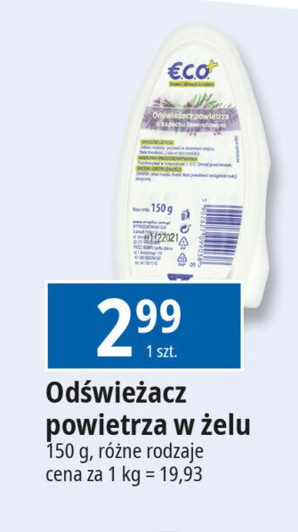 Odświeżacz powietrza w żelu lawendowy Eco+ promocja w Leclerc