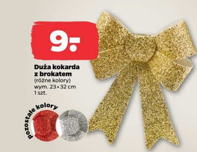 Duża kokarda z brokatem, różne kolory promocja w Netto