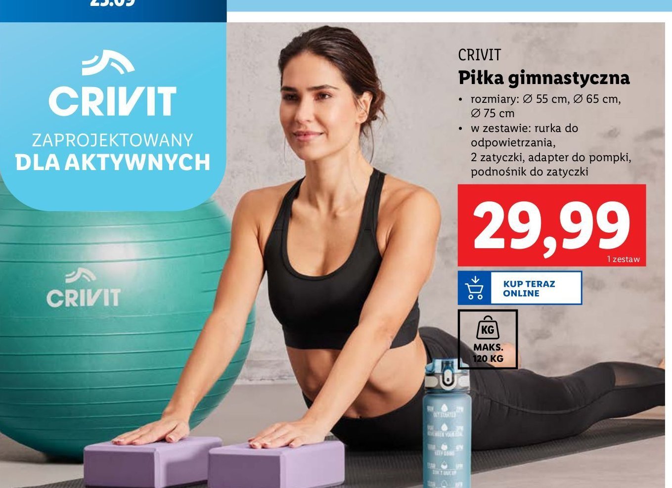 Piłka gimnastyczna 65 cm Crivit promocja