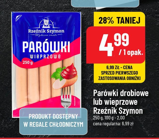 Parówki wieprzowe Rzeźnik szymon poleca promocja