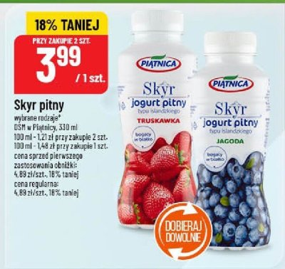 Jogurt pitny Skyr jagoda promocja w POLOmarket