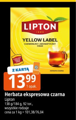 Herbata ekspresowa czarna Lipton promocja w Leclerc