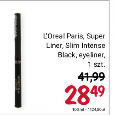 Eyeliner intense black L'oreal super liner perfect slim promocja