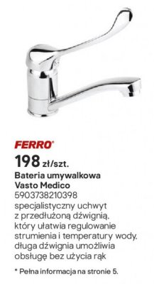 Bateria umywalkowa FERRO Vasto Medico 5903738210398 promocja w Castorama