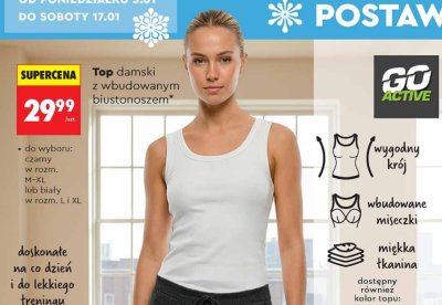 Top damski z wbudowanym biustonoszem  promocja w Biedronka