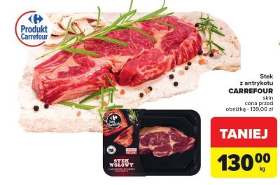Stek z antrykotu bez ko艣ci Soko艂贸w uczta qulinarna promocja w Carrefour