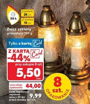 Znicz szklany 100 g 30 h promocja w Kaufland