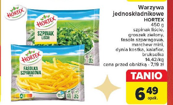 Fasolka szparagowa żółta Hortex promocja w Carrefour Market