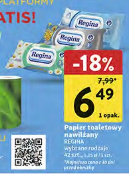 Papier toaletowy nawilżany ultra med Regina promocja