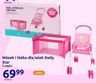 Wózek i łóżko dla lalek 2 części promocja w Action