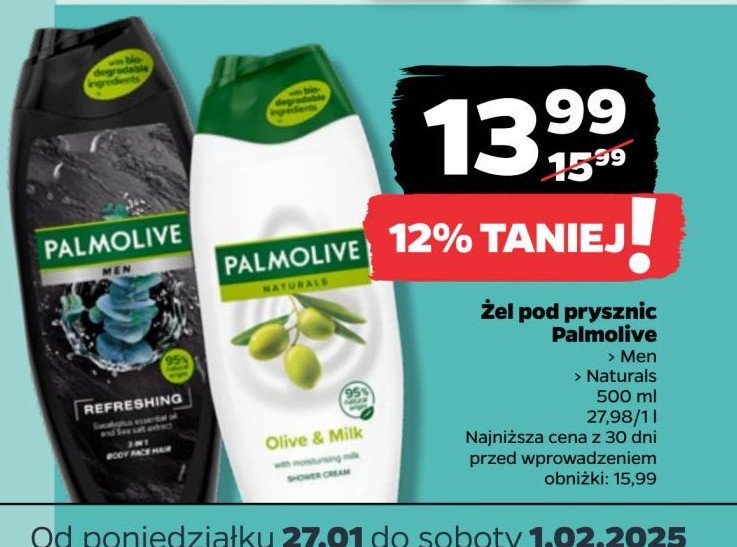 Żel pod prysznic mleczko oliwkowe Palmolive naturals promocja w Netto