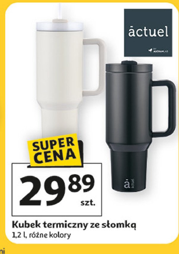 Kubek termiczny ze słomką 1.2 l Actuel promocja w Auchan