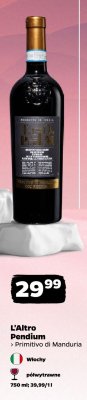 Wino L'Altro Pendium Primitivo di Manduria półwytrawne 750ml promocja w Netto