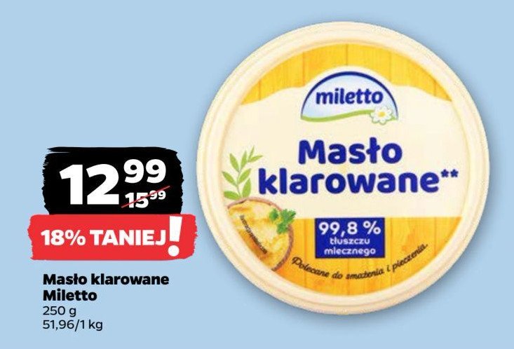 Masło klarowane Miletto promocja