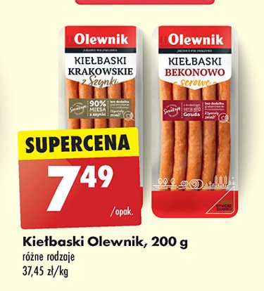 Kiełbaski bekonowo-serowe Olewnik promocja w Biedronka